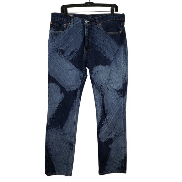 Levi's Men's 36 Reworked Selvedge Jeans Dark Wash Custom Brush Stroke Pattern